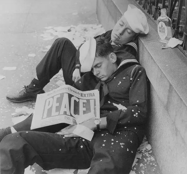 Sailors Lying down after a Night of Celebration World War II’s End