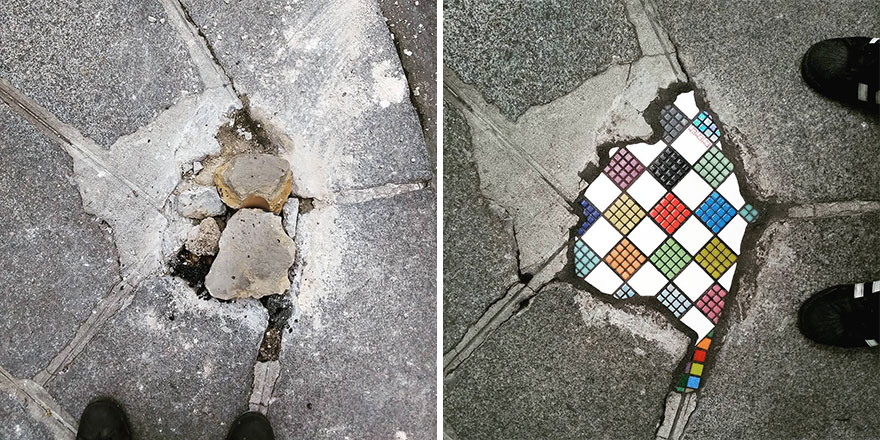 Potholes to Masterpieces: Ememem's Vibrant Mosaic Art Brings Life to Roads. 30 Amazing Artworks!