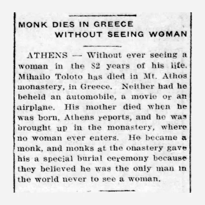 Can you imagine living for 82 years without ever catching a glimpse of a woman? Well, that's exactly what happened to one man.