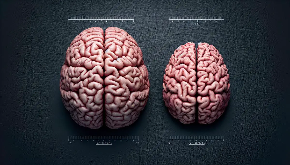 Illustration of the differences between a human brain and a dog brain