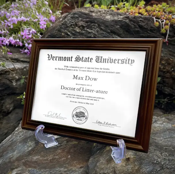 In a purr-fectly delightful twist, Max, a 6-year-old tabby cat, has been awarded an honorary degree by Vermont State University, earning the title of 'Doctor of Litter-ature'.