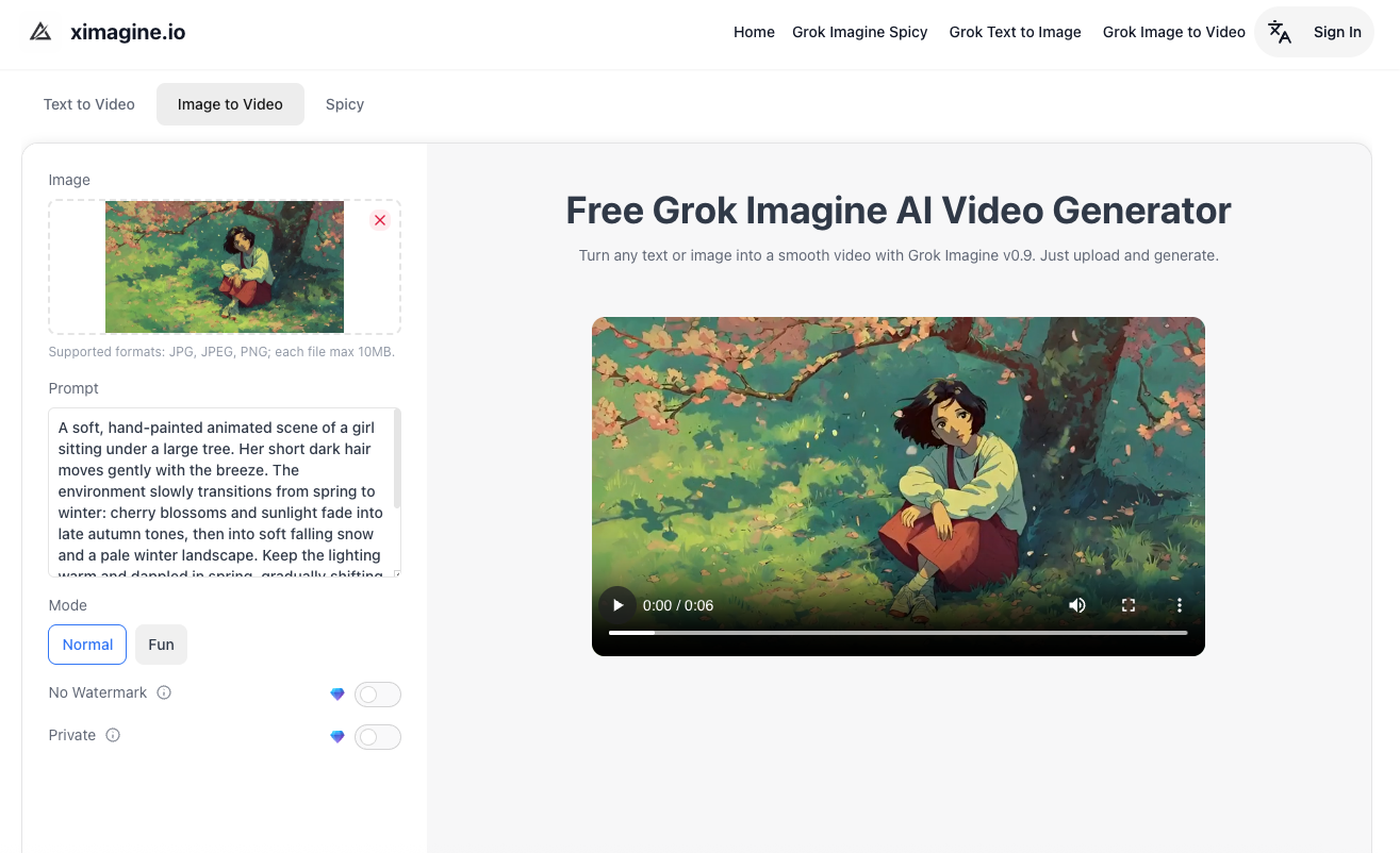 Grok Imagine 0.9 turns text prompts into viral-style videos with fast rendering and Spicy Mode. Create high-quality visuals free online using Grok Imagine AI on XImagine.io.