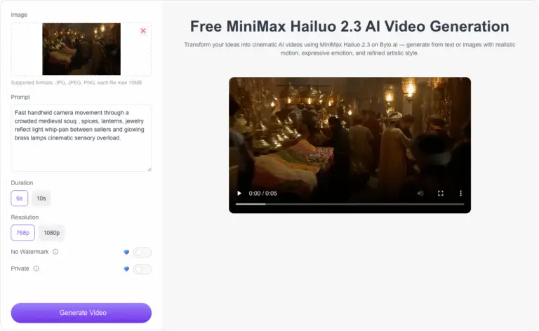 Access Free Hailuo 2.3 on Bylo.ai: Create High-Quality AI Videos in Minutes Access Free Hailuo 2.3 on Bylo.ai: Create High-Quality AI Videos in Minutes
