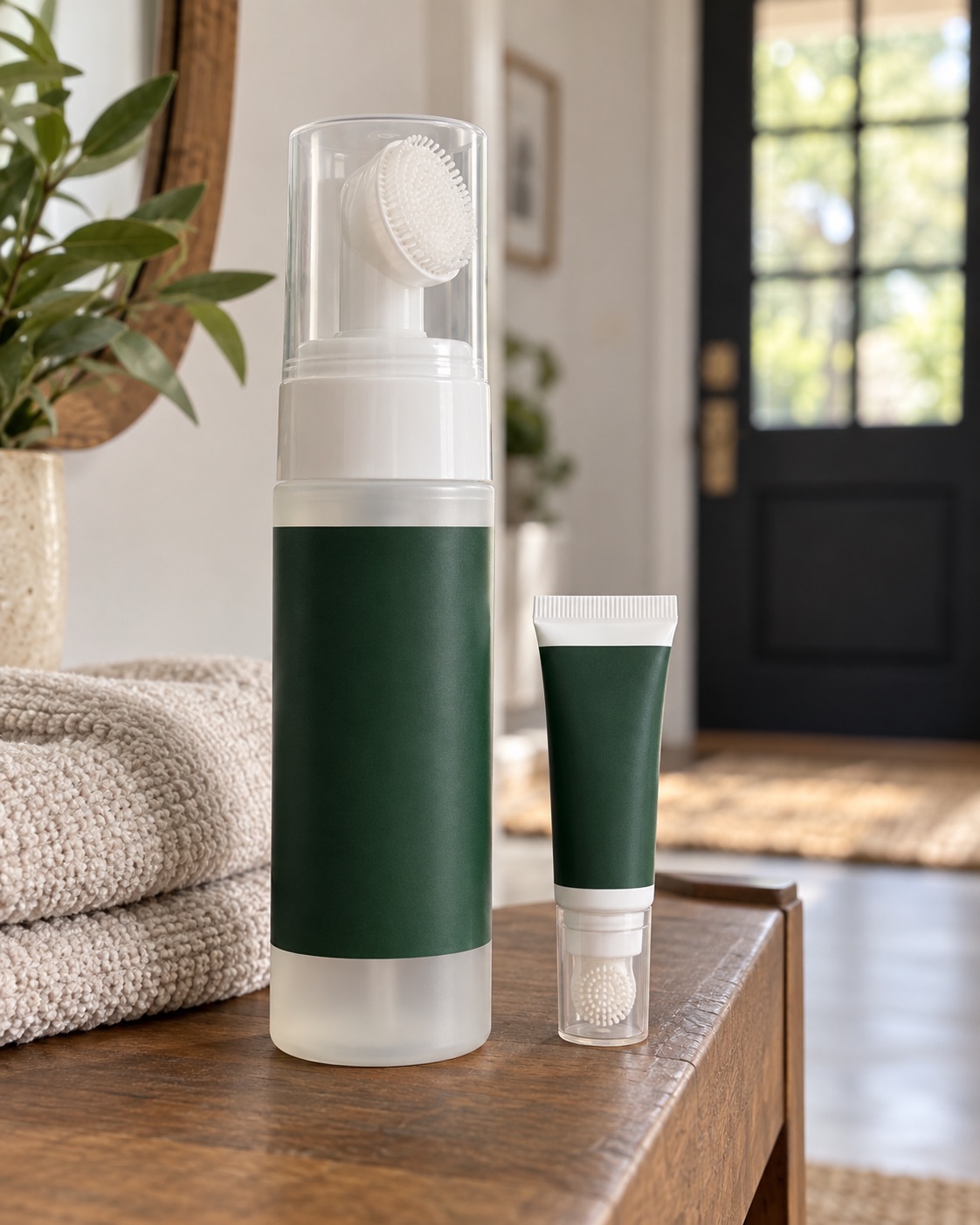 10 Dog Paw Cleaners for Muddy Apartment Entryways Two-piece paw care kit with a brush-top cleanser bottle and small lotion tube