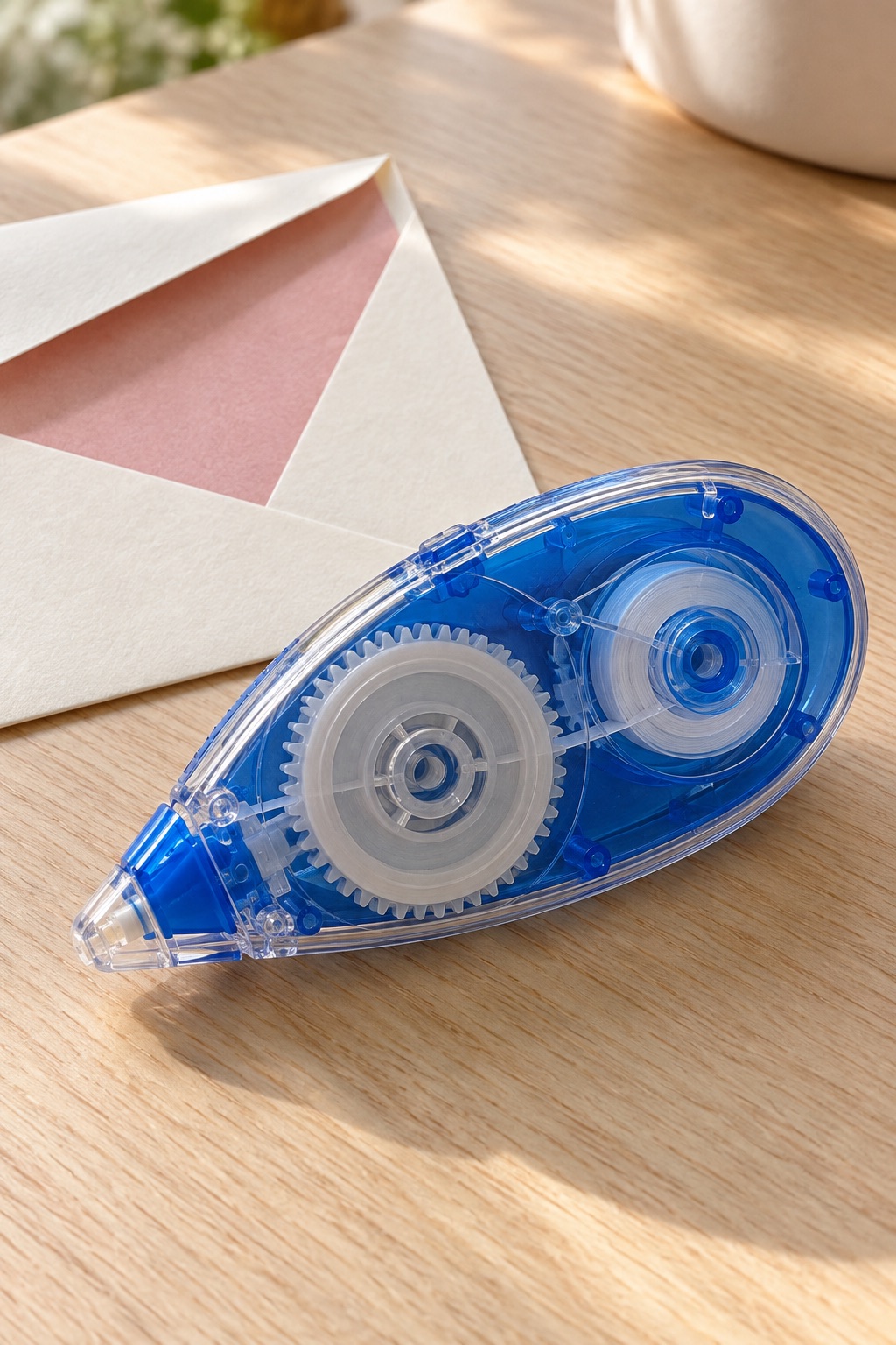 10 Paper-Crafting Tools for Handmade Pen-Pal Envelopes and Flat Inserts Blue and clear permanent adhesive runner