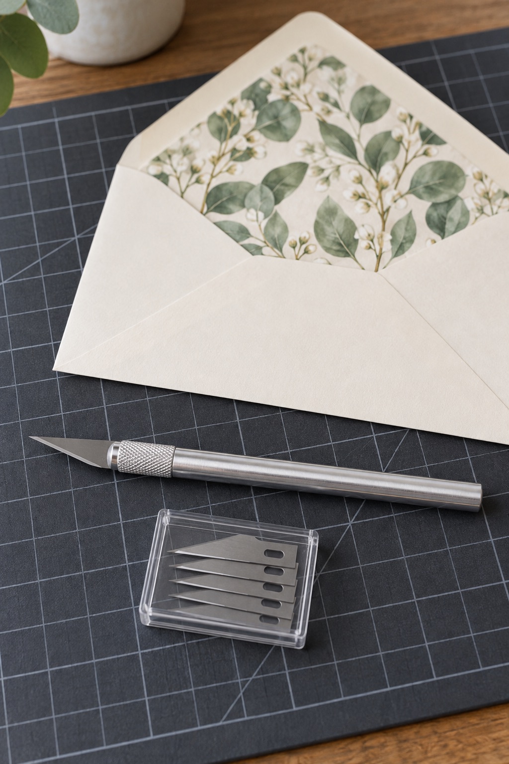 10 Paper-Crafting Tools for Handmade Pen-Pal Envelopes and Flat Inserts Silver precision knife with five replacement blades
