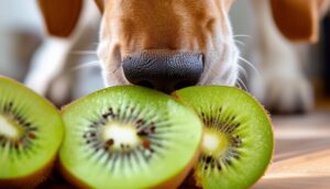 Kiwi seeds contain trace amounts of cyanogenic glycosides, which can release cyanide when metabolized. However, the risk of cyanide poisoning from kiwi seeds is generally very low, as a dog would need to consume a large volume of seeds for toxicity to reach a harmful level.